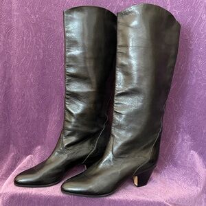 Elegant Dark Brown Leather Knee-High Boots